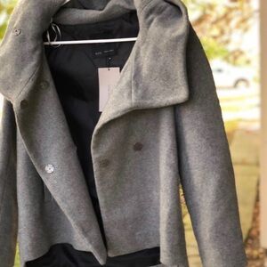 Zara Charcoal Double-Breasted Pea Coat